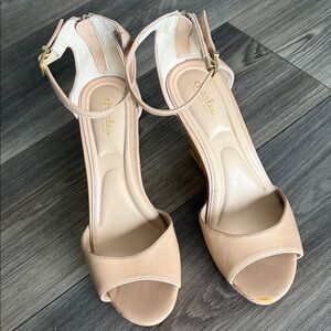Charles David Beige Ankle Strap Heels